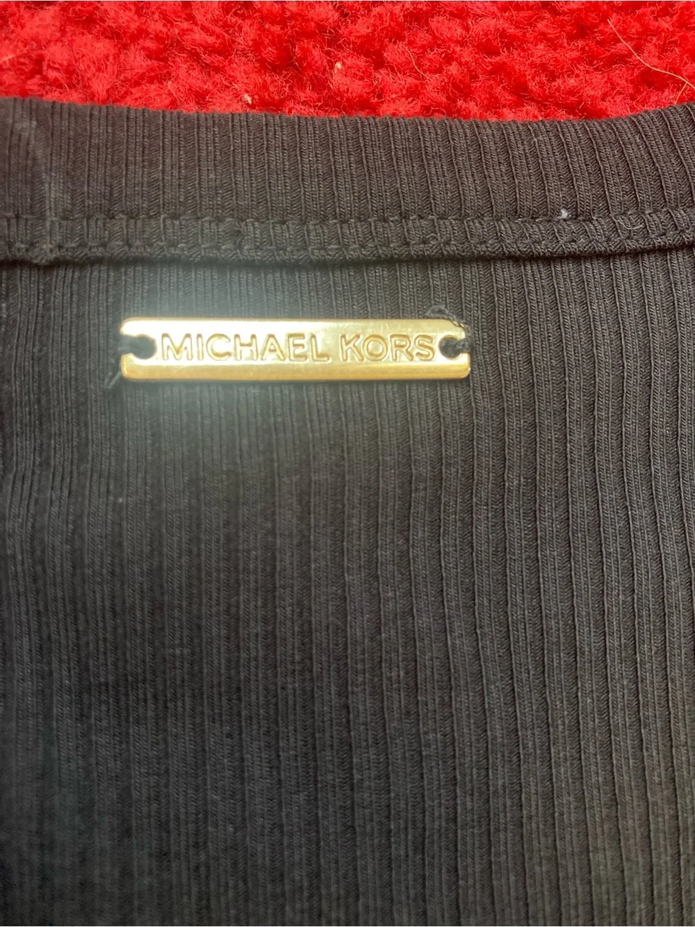 Michael Kors Black Ribbed Tank with Gold Stud Trim Women’s XS